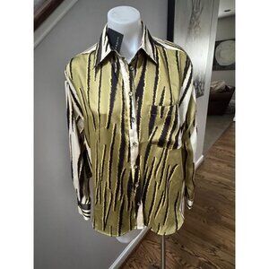 NWT Frnch Paris Button Down Blouse Women's Size Small